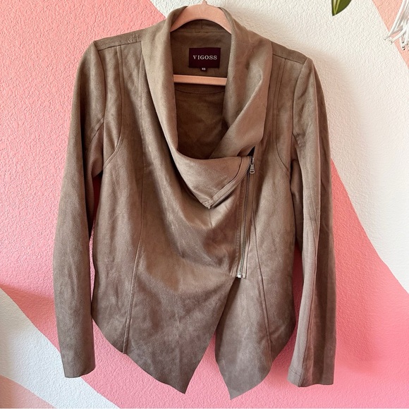 Vigoss Faux Suede Drape Collar Jacket XS - Picture 4 of 10